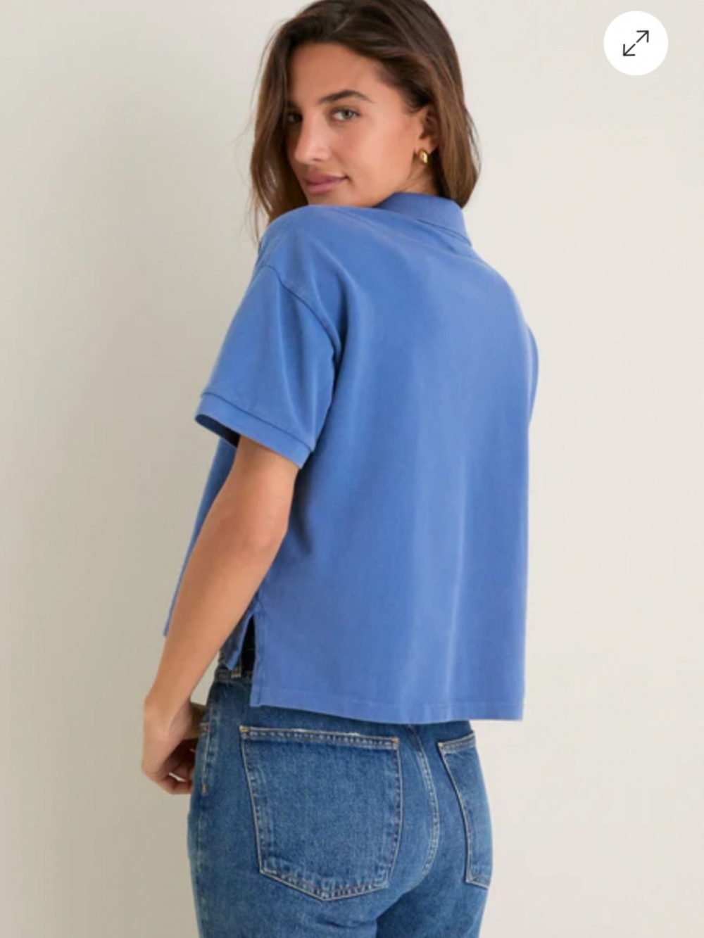 New XS Tuckernuck Washed Blue Pique Holmes Boyfriend Polo XS Women’s - Picture 4 of 7